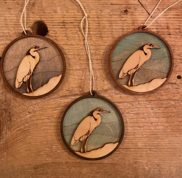 Heron Wooden Ornament