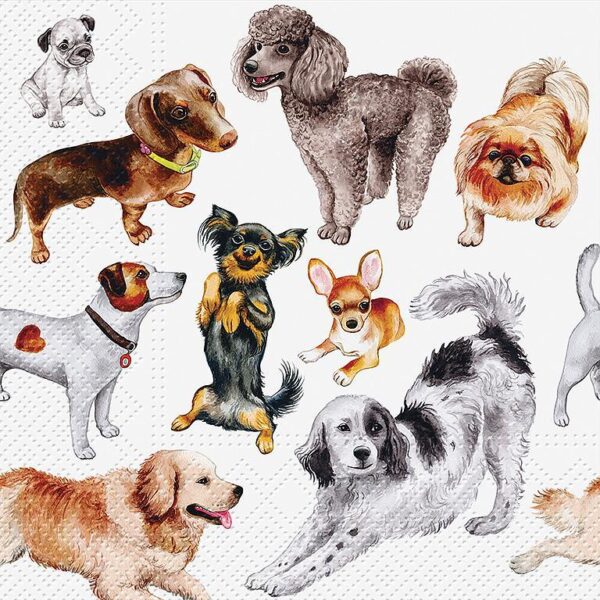 Luncheon Dogs Happiness Napkins. Pack of 20.