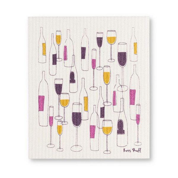 Wine Bottles & Glasses Dishcloths. Set of 2 - Image 3