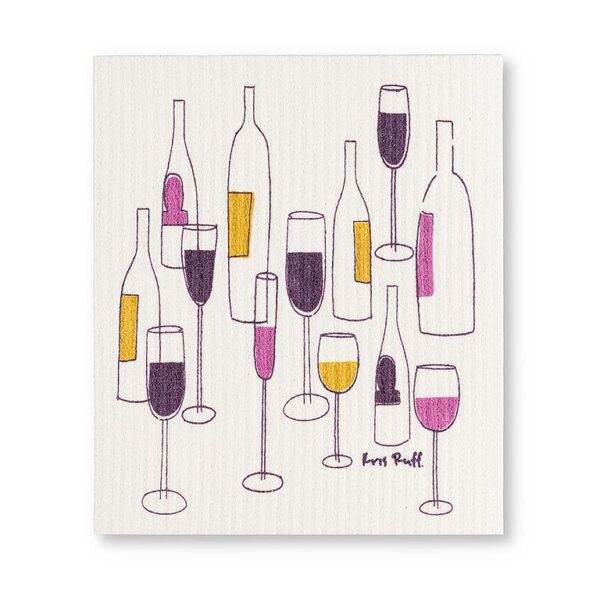 Wine Bottles & Glasses Dishcloths. Set of 2 - Image 2
