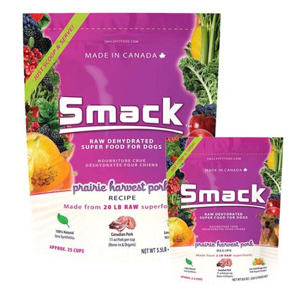 Smack Prairie harvest Pork Raw Dehydrated Dog Food 250g