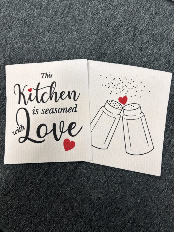 This Kitchen is Seasoned with Love Dishcloths. Set of 2