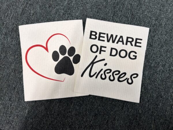 Beware of Dog Kisses Dishcloths. Set of 2
