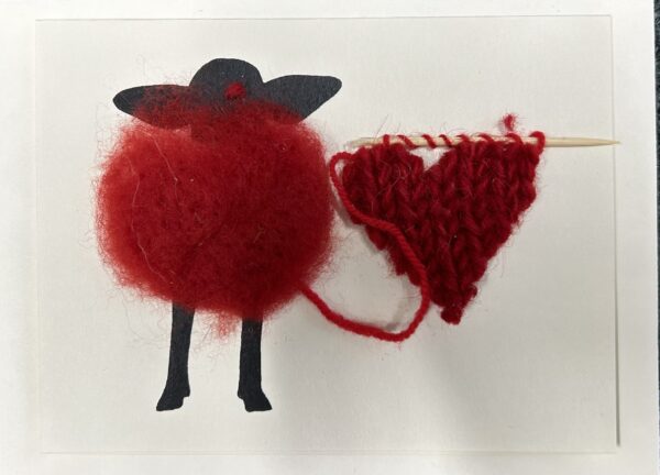 Valentine Card with knitted Red Heart