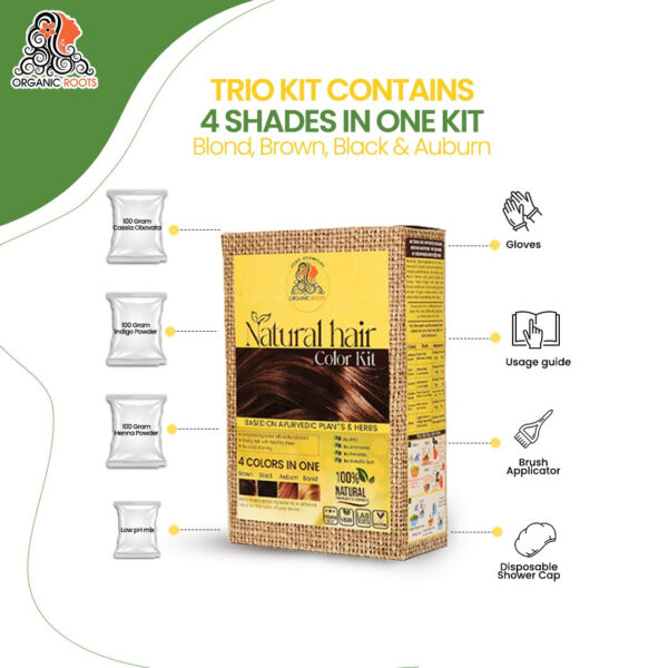 Natural Hair Color Kit | Trio Kit  | For Blonde -Light Brown - Image 41